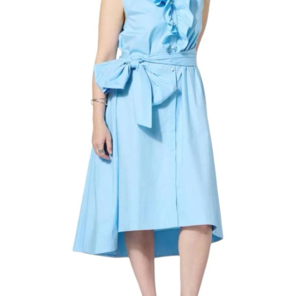 C. Wonder Light Blue Sleeveless High-Low Dress with Ruffle and Tie Waist